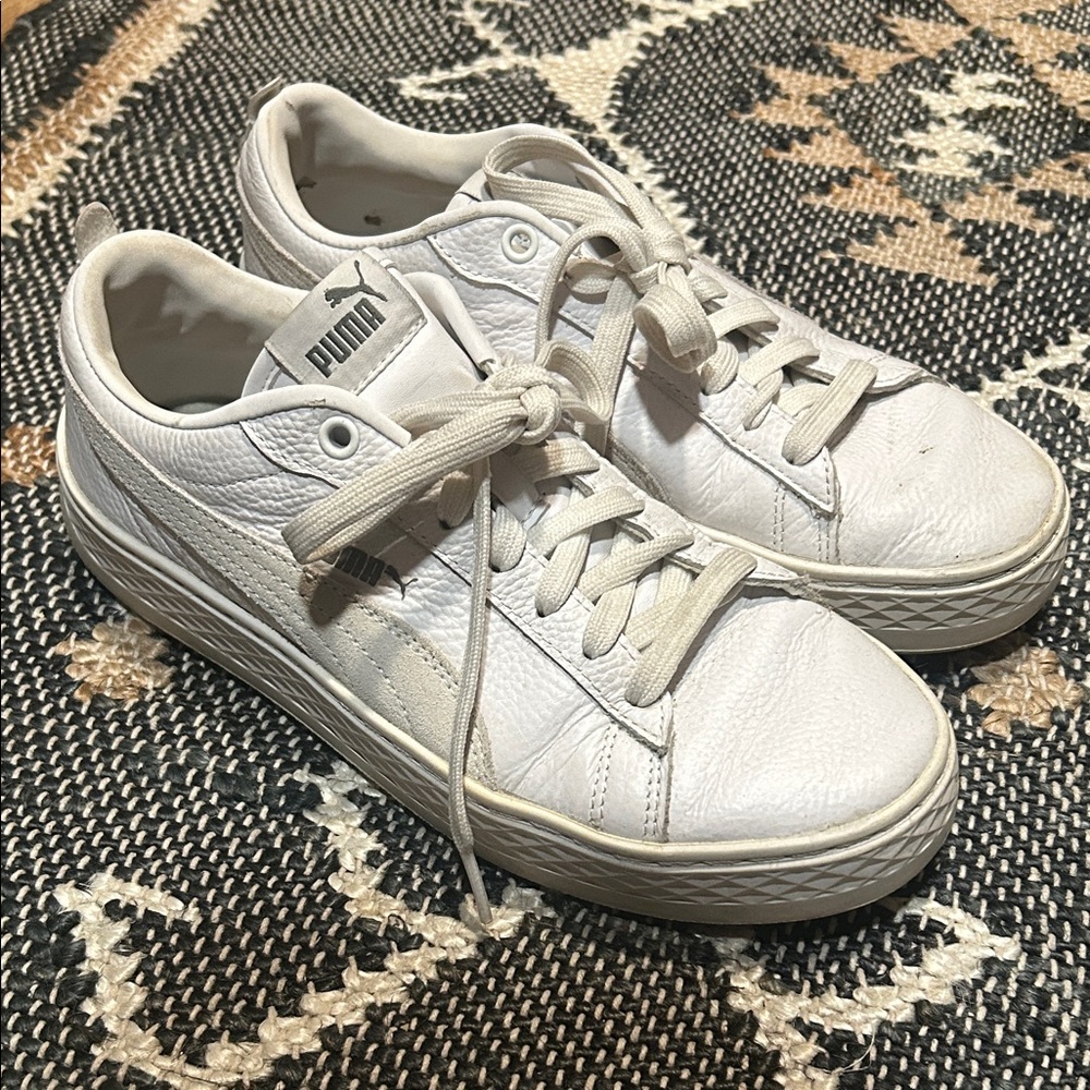 PUMA Classic White Leather Sneakers Size 8.5